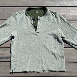 UNTUCKit; Sage Green; Henley Style; 'Cascudo'; Regular Fit; Long Sleeve Top; L